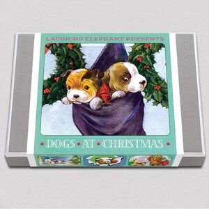 Laughing Elephant brand! Dogs at Christmas Greeting cards box set! Brand New!